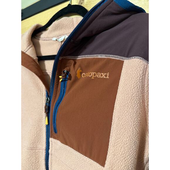 Cotopaxi Women's Abrazo Hooded Full-Zip Fleece Jacket XS Maroon Colorblock - Picture 3 of 6